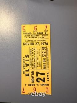 11 -17-1976 Elvis Presley Concert Ticket Stub