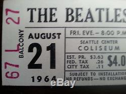 1964 Beatles concert full ticket stub Seattle Coliseum RARE