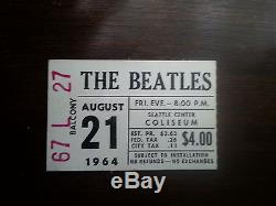 1964 Beatles concert full ticket stub Seattle Coliseum RARE