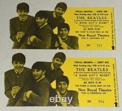 1964 The Beatles Movie Film Hard Days Night Concert Ticket Stub Pair Set Lot x 2