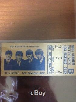 1965 The Beatles Concert Ticket Stub Shea Stadium Ultra rare