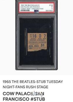 1965 The Beatles Cow Palace Sf Concert Ticket Stub Near Riot/fans Rush Stage Psa