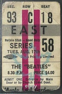1965 Vintage Beatles Concert Ticket Stub Maple Leaf Gardens Authenticated