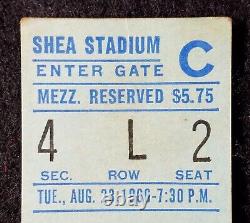 1966 BEATLES TICKET STUB for LAST LIVE SHEA STADIUM CONCERT on 8/23/1966 NICE