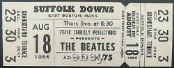 1966 Beatles Unused Concert Ticket Boston Suffolk Downs Vintage Fab 4 + LOA