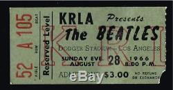 1966 THE BEATLES Concert Ticket Stub DODGER STADIUM LOS ANGELES CALIFORNIA USA