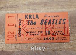 1966 The Beatles Dodger Stadium Concert Ticket Stub KRLA August 28th Original