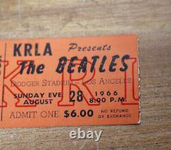 1966 The Beatles Dodger Stadium Concert Ticket Stub KRLA August 28th Original