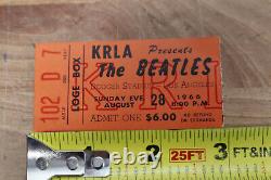 1966 The Beatles Dodger Stadium Concert Ticket Stub KRLA August 28th Original