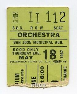 1967 JEFFERSON AIRPLANE San Jose, CA Concert Ticket Stub CHOCOLATE WATCHBAND