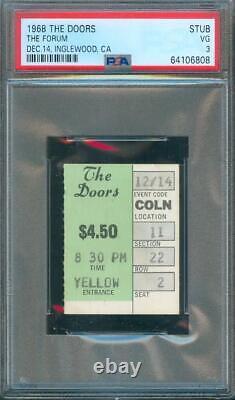 1968 Original Concert Ticket Stub THE DOORS At the LA Forum 12/14 PSA 3