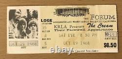 1968 The Cream / Deep Purple Los Angeles Forum Concert Ticket Stub Eric Clapton