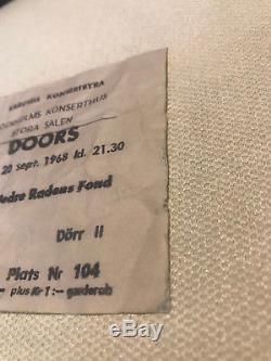 1968 The Doors Concert Ticket Stub Stockholm Sweden Ultra Rare Jim Morrison