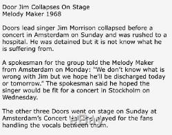 1968 The Doors / Jefferson Airplane Amsterdam Concert Ticket Stub Jim Morrison