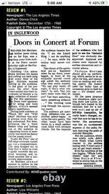 1968 The Doors Los Angeles Forum Concert Ticket Stub Jim Morrison The End 34 F 1