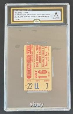1968 The Who Ottawa Civic Centre Concert Ticket Stub iCert Authenticated
