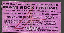 1969 Grateful Dead Johnny Winter Canned Heat Concert Ticket Stub Miami Rock Fest
