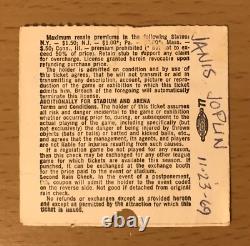 1969 Janis Joplin & The Kozmic Blues Band Chicago Concert Ticket Stub Try Pearl
