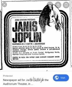 1969 Janis Joplin & The Kozmic Blues Band Chicago Concert Ticket Stub Try Pearl