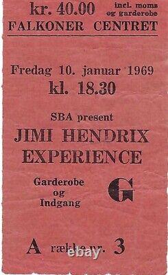 1969 Jimi Hendrix Experience Jethro Tull Copenhagen Denmark Concert Ticket Stub