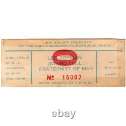 1969 LED ZEPPELIN & JETHRO TULL Concert Ticket Stub SANTA BARBARA CA 8/1/69 Rare