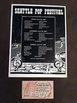 1969 SEATTLE POP FESTIVAL Concert Ticket Stub & Flyer ZEPPELIN DOORS SANTANA