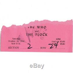 1969 THE WHO & THE FLOCK Concert Ticket stub STONY BROOK NY 10/18/69 TOMMY TOUR
