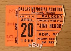 1969 The Jimi Hendrix Experience Dallas Texas Concert Ticket Stub Purple Haze