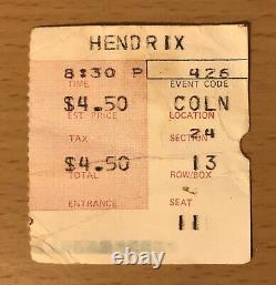 1969 The Jimi Hendrix Experience Los Angeles Concert Ticket Stub Purple Haze