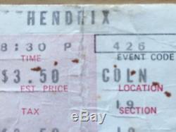 1969 The Jimi Hendrix Experience Los Angeles Concert Ticket Stub Purple Haze