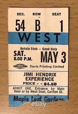 1969 The Jimi Hendrix Experience Toronto Canada Concert Ticket Stub Purple Haze