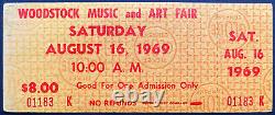 1969 WOODSTOCK Music + Art Fair Concert Festival Full Ticket Unused Saturday