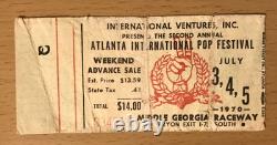 1970 Atlanta International Pop Festival Concert Ticket Stub Jimi Hendrix