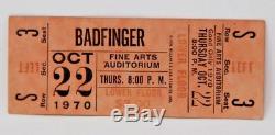 1970 Badfinger Concert Ticket Stub Unused Mega Rare October 22nd Auditorium