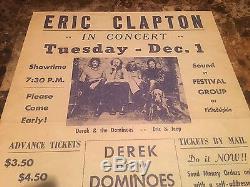 1970 Derek & Dominos Eric Clapton Duane Allman Concert Ticket Stub Poster Flyer