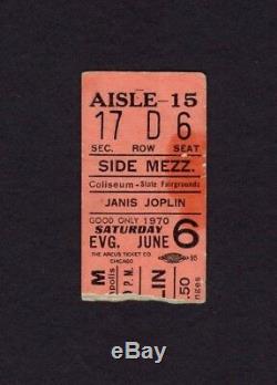 1970 Janis Joplin Concert Ticket Stub Indiana Kozmic Blues RARE