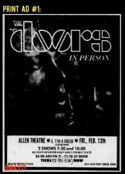 1970 The Doors Cleveland Ohio Concert Ticket Stub Jim Morrison Roadhouse Blues