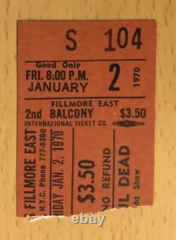 1970 The Grateful Dead Fillmore East New York City 1/2 Concert Ticket Stub