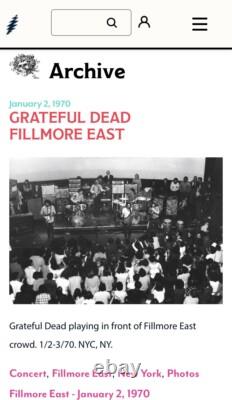 1970 The Grateful Dead Fillmore East New York City 1/2 Concert Ticket Stub
