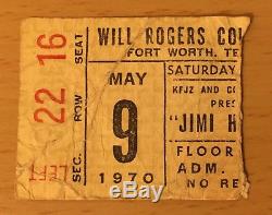 1970 The Jimi Hendrix Experience Cry Of Love Tour Fort Worth Concert Ticket Stub