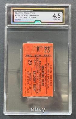1971 Grateful Dead Concert Ticket Stub iCert 4.5 Graded Allen Theatre Cleveland