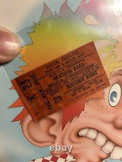 1971 Grateful Dead Vintage Concert Ticket Stub