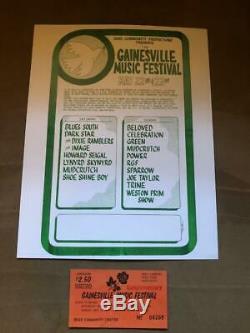 1971 LYNYRD SKYNYRD TOM PETTY Concert Flyer & Ticket Stub GAINESVILLE FLORIDA FL