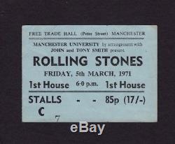 1971 Rolling Stones Concert Ticket Stub Manchester UK Sticky Fingers RARE