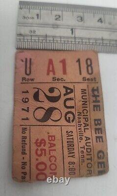 1971 The Bee Gees Concert Ticket Stub Municipal arterium Nashville, Tennessee