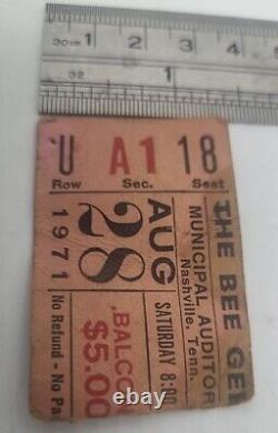 1971 The Bee Gees Concert Ticket Stub Municipal arterium Nashville, Tennessee