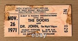 1971 The Doors Hollywood Palladium Concert Ticket Stub L. A. Woman Roadhouse Blues