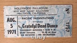 1971 The Grateful Dead Hollywood Palladium Concert Ticket Stub Bob Weir