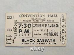 1972 Black Sabbath Ozzy Concert Ticket Stub Asbury Park NJ