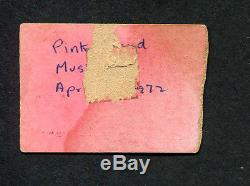 1972 Pink Floyd concert ticket stub Dark Side Of The Moon Tour Cincinnati OH